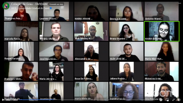 Dia 09 de setembro de 2021 ocorreu a colação de grau dos concludentes 2020.2 dos cursos de Licenciatura da FAFIDAM/UECE