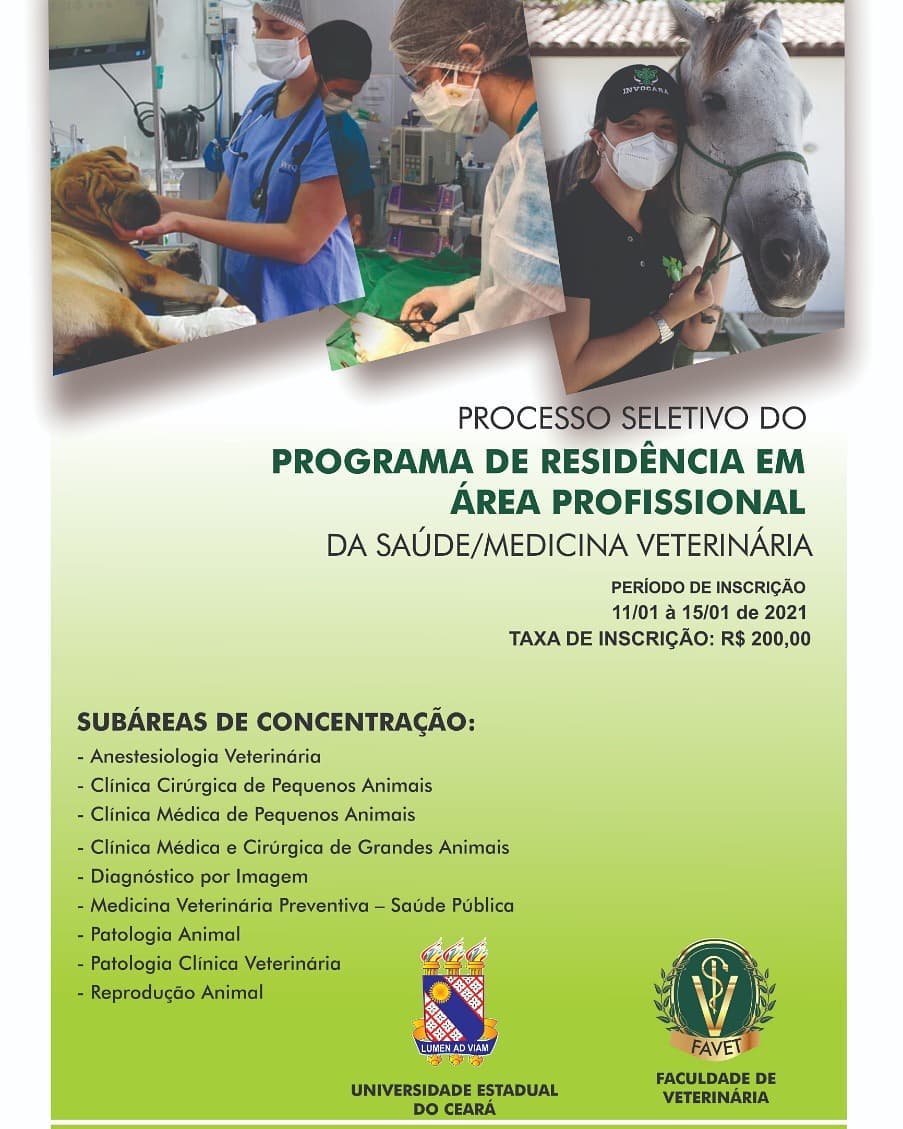Residência em Medicina Veterinária – Chamada Pública de Seleção – Turma 2021