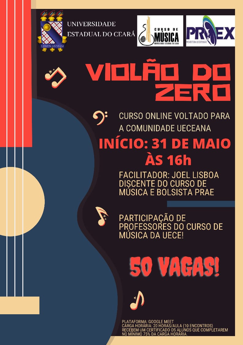 Inscrições abertas para o curso de extensão Violão do Zero