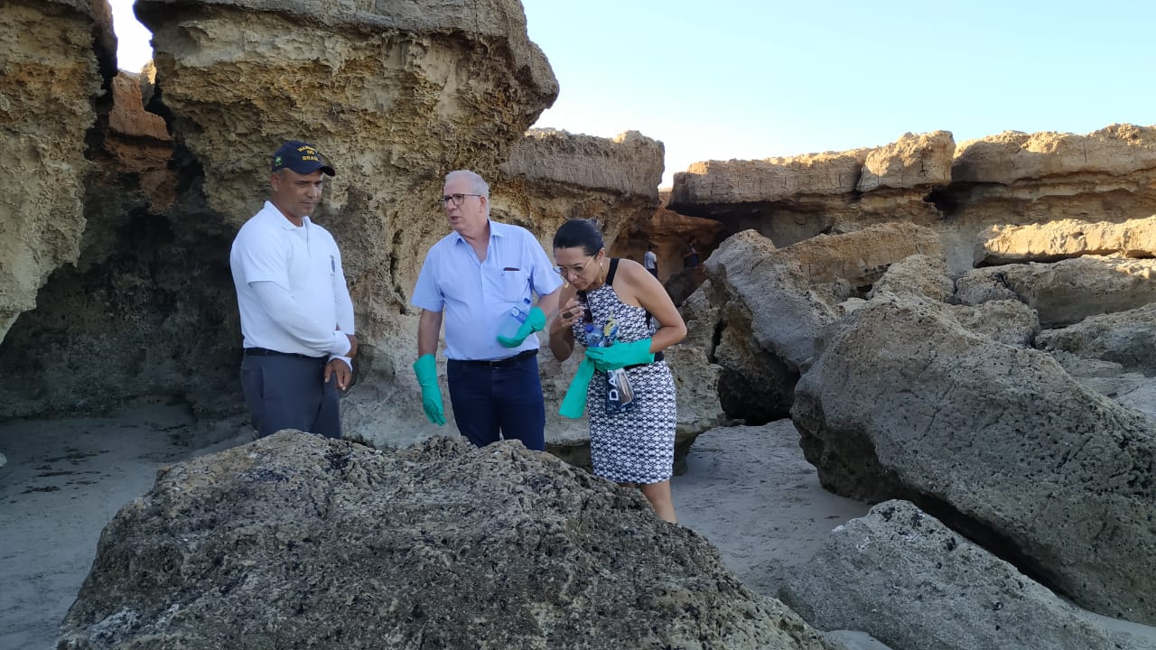 Equipe da Uece realiza visita as falésias atingidas pelo óleo na praia de Pontal de Maceió