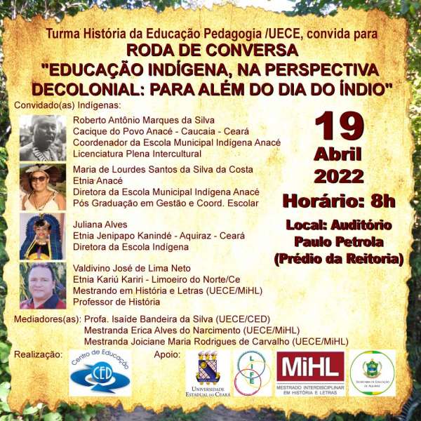 Roda de conversa Educação Indígena, na perspectiva decolonial: para além do dia do índio