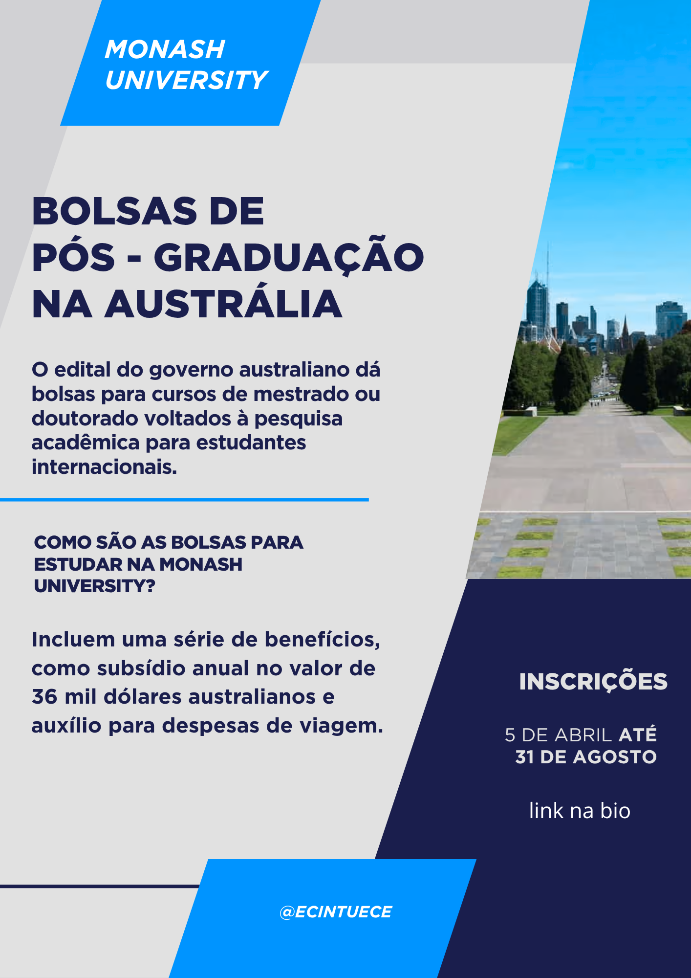 Bolsas de Pós-Graduação na Monash University
