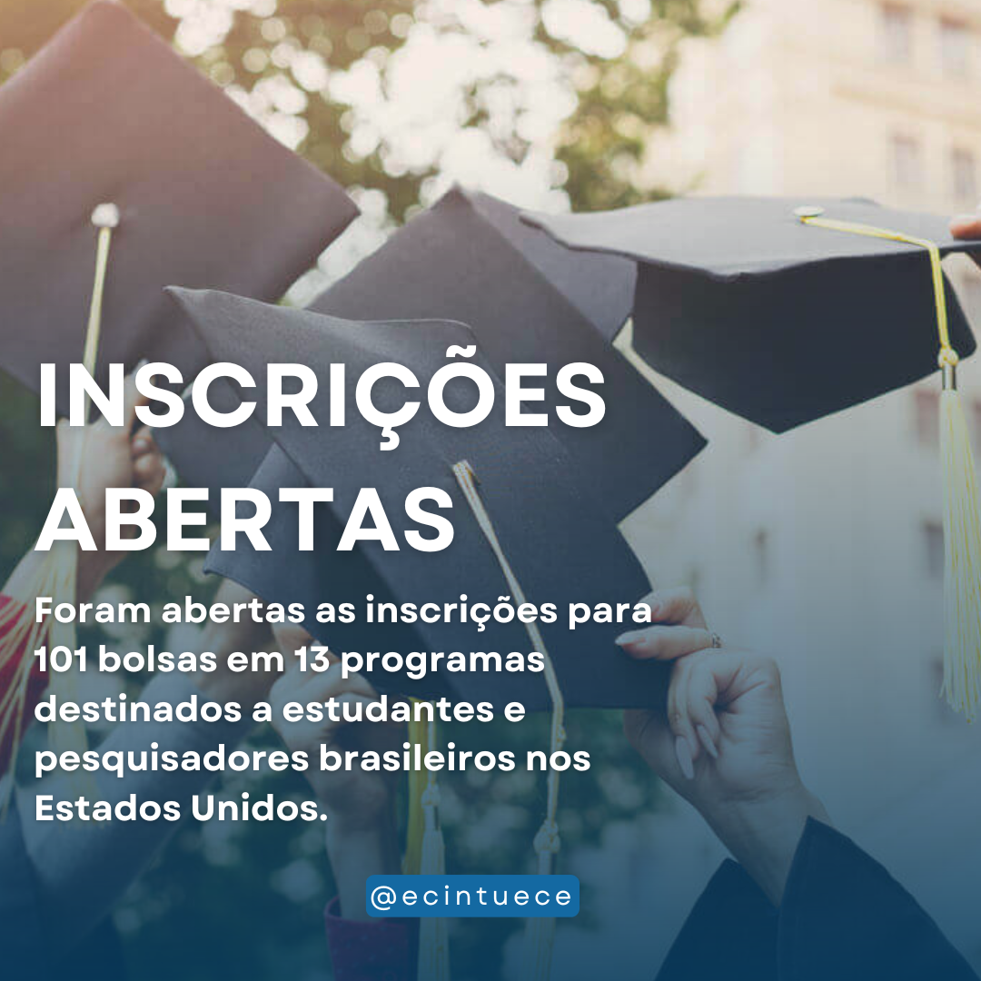 Foram abertas as inscrições para 101 bolsas em 13 programas destinados a estudantes e pesquisadores brasileiros nos Estados Unidos.