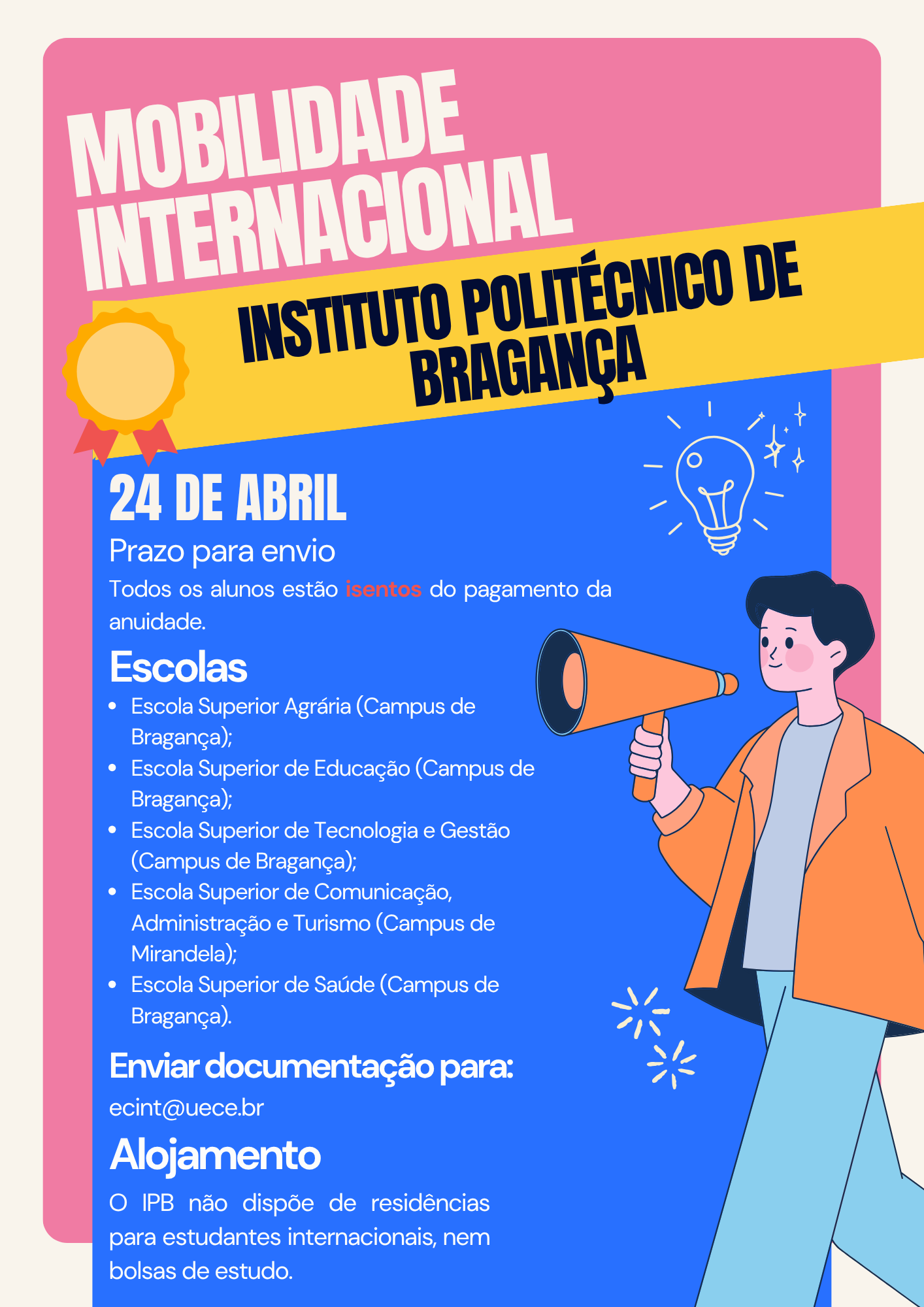 Estão abertas as candidaturas para mobilidade internacional no Instituto Politécnico de Bragança (IPB)