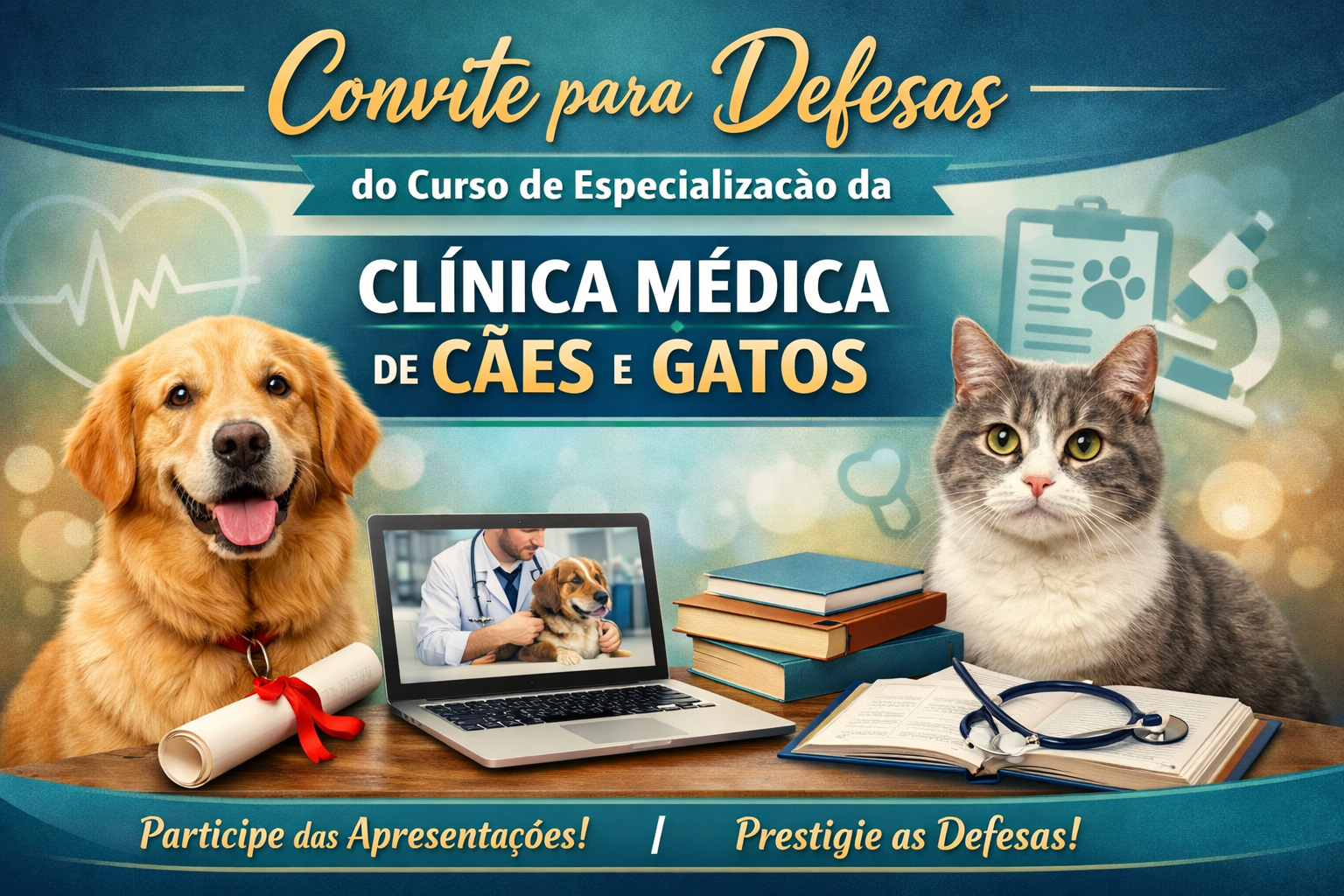 Convite para Defesas do Curso de Especialização da Clínica Médica de Cães e Gatos