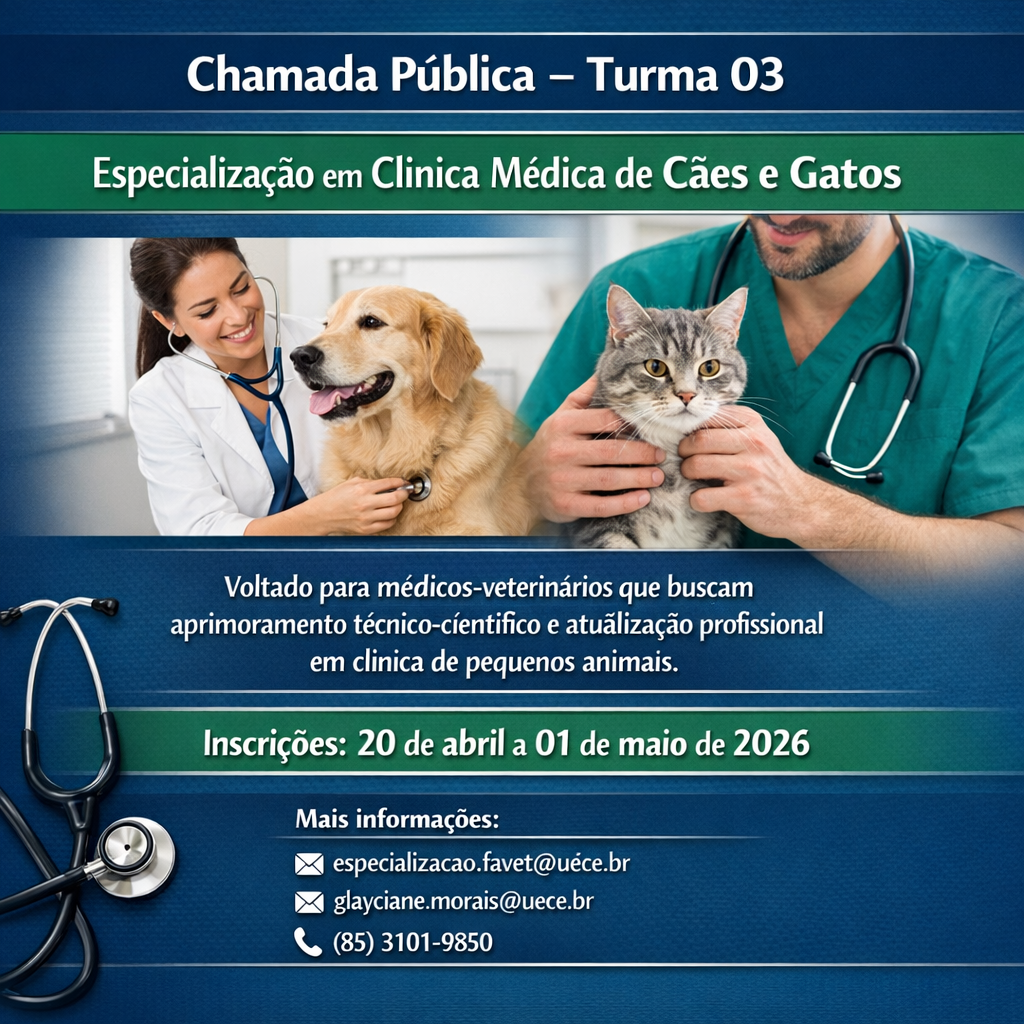 Chamada Pública – Turma 03 do Curso de Especialização em Clínica Médica de Cães e Gatos