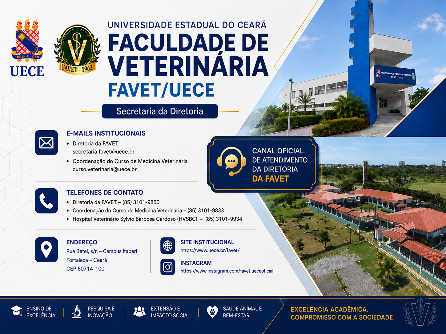 FAVET/UECE fortalece a comunicação com a comunidade por meio de seus canais oficiais