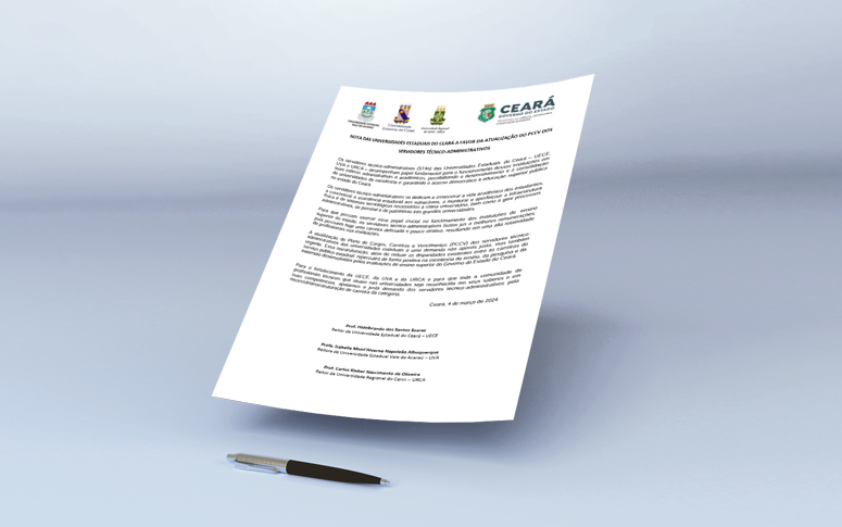 Uece, UVA e Urca assinam nota em defesa da atualização do PCCV dos STA
