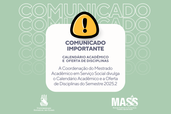 Calendário e Oferta de Disciplinas do Semestre 2025.2 – MASS
