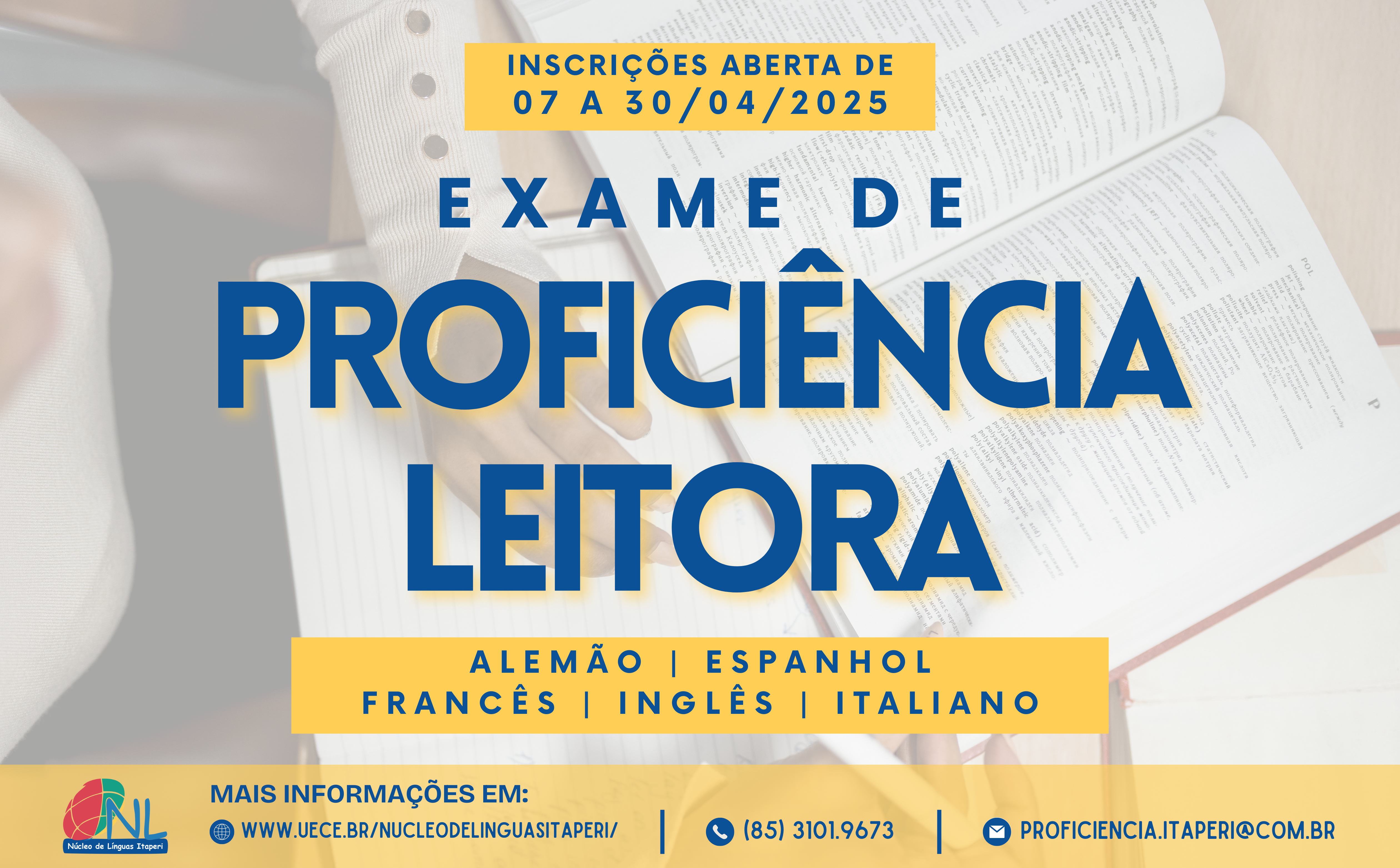 Inscrições abertas: Exame de Proficiência Leitora