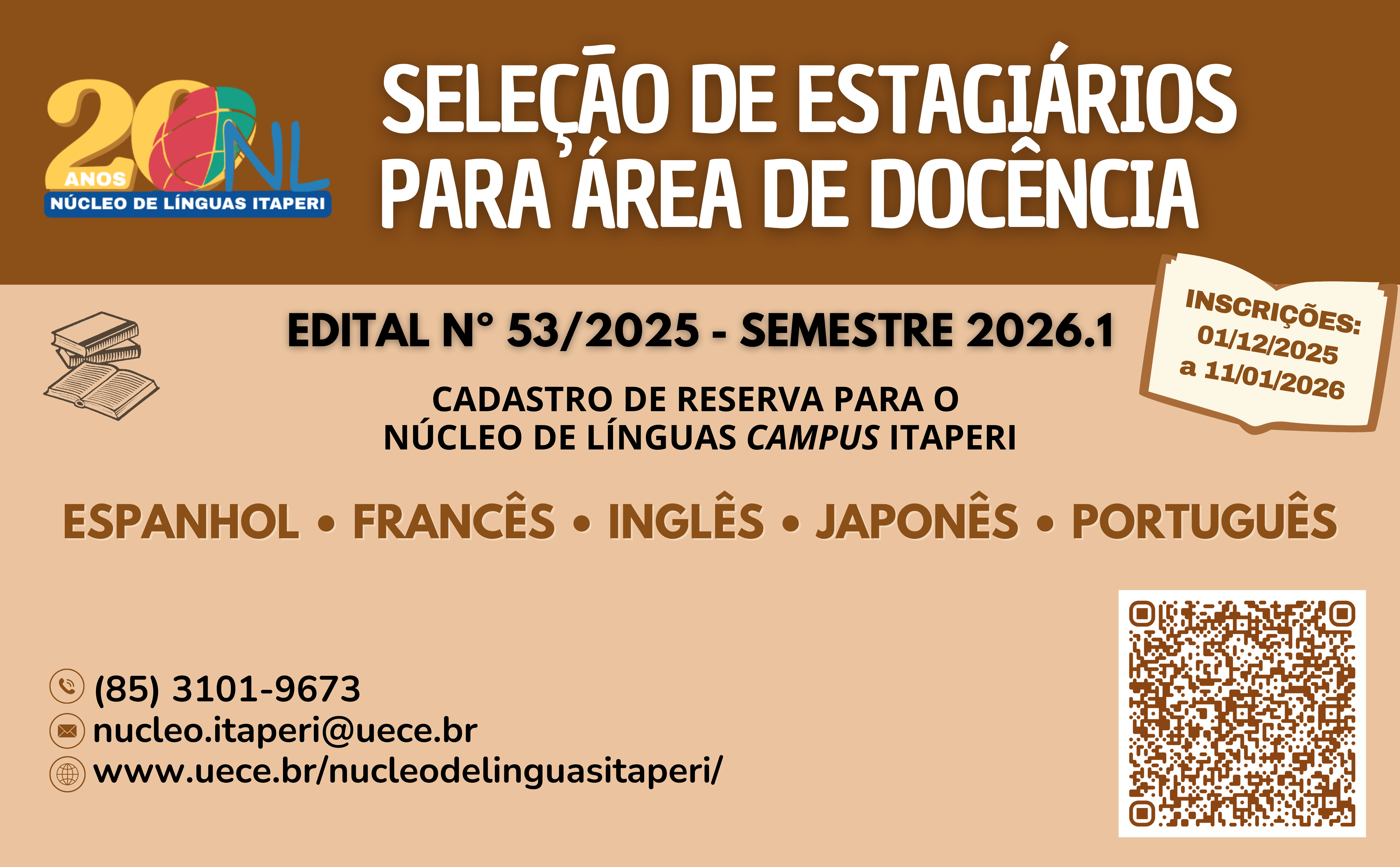 Inscrições abertas: Seleção para Estagiários Docentes