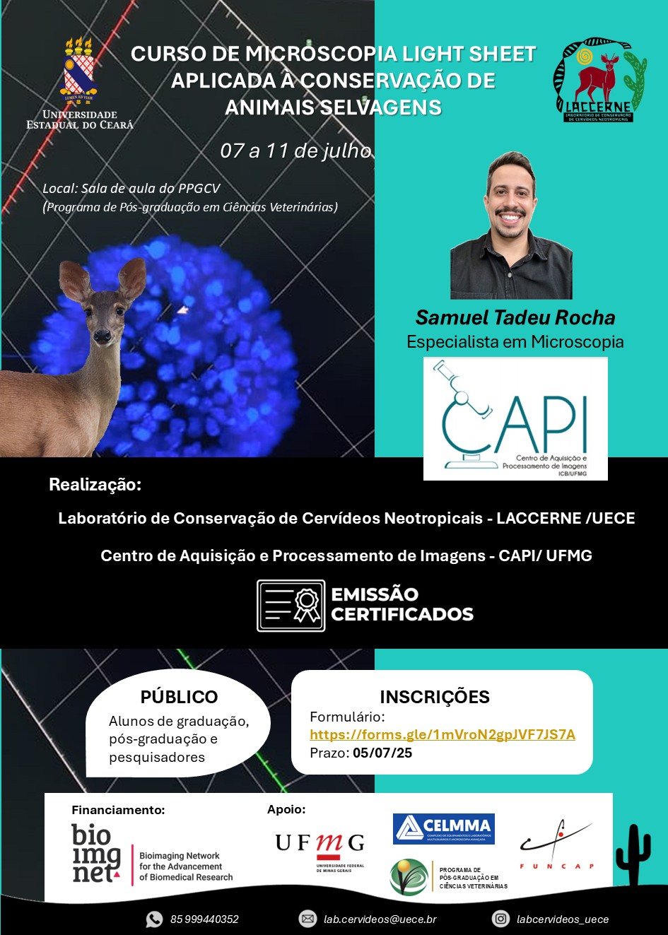 Curso de Microscopia Light Sheet Aplicada a Conservação de Animais Selvagens