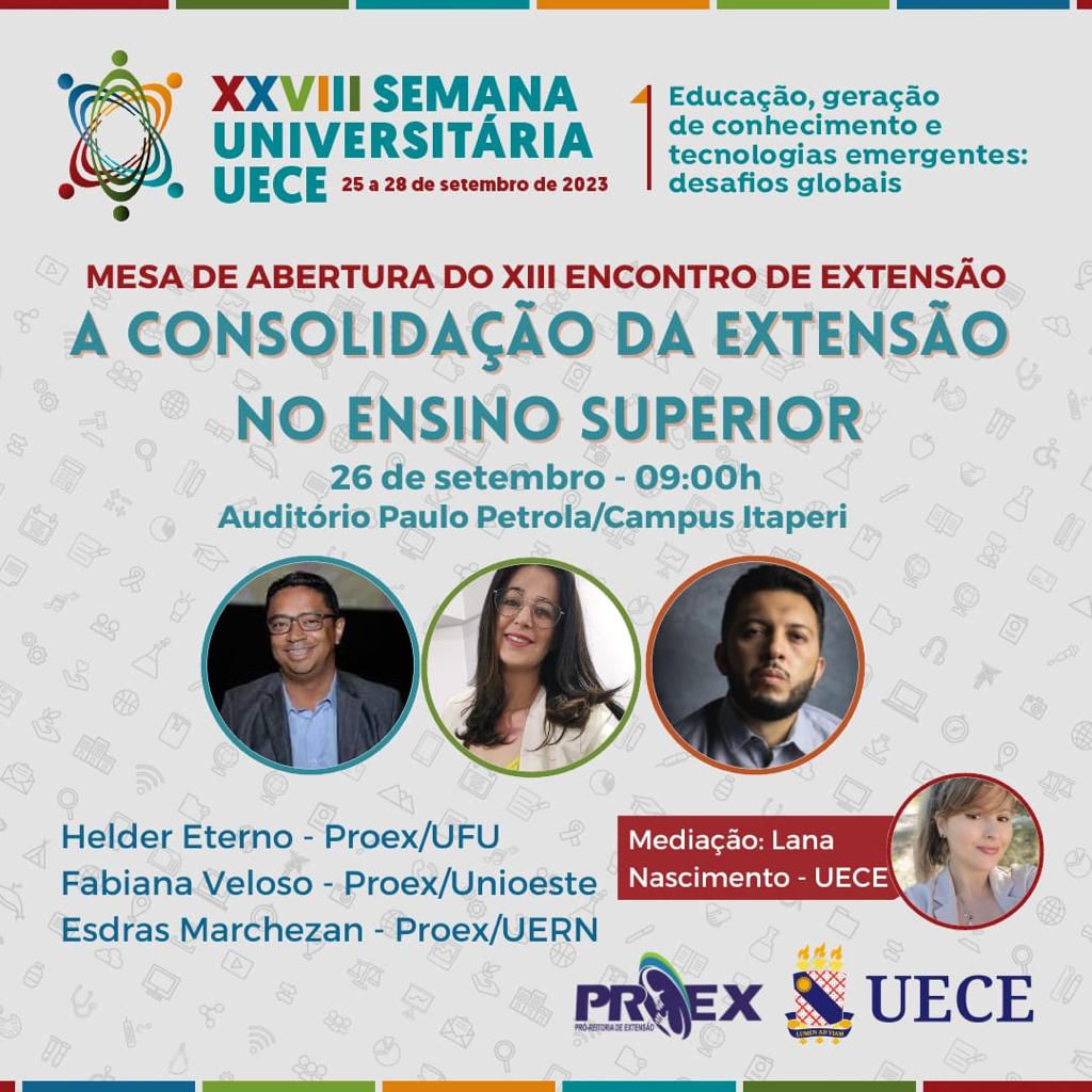 Proex divulga o caderno de programação do XIII Encontro de Extensão a se realizar na XXVIII SU multicampi e integrada.