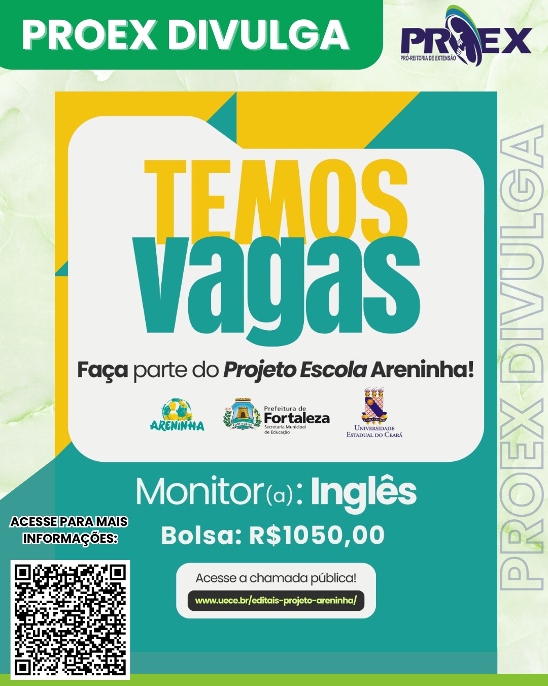 UECE abre seleção para monitores do Projeto de Extensão Escola Areninha