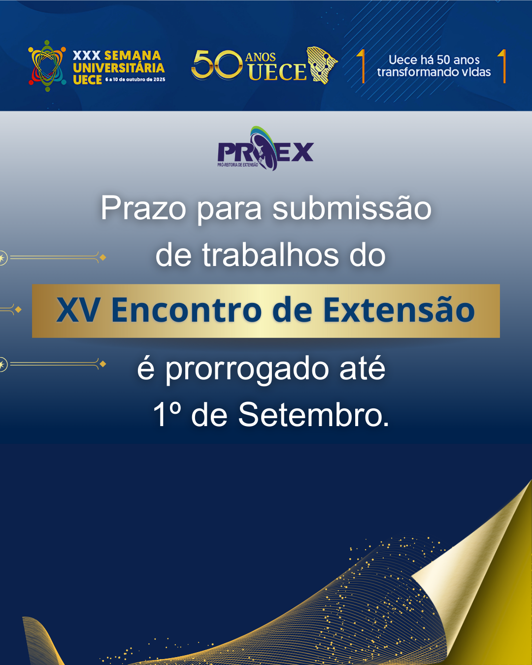 Prazo para submissão de trabalhos do XV Encontro de Extensão da XXX Semana Universitária da UECE é prorrogado até 1º de setembro