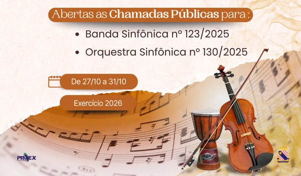 UECE lança chamadas públicas para seleção de bolsistas da Banda e da Orquestra Sinfônica — Exercício 2026