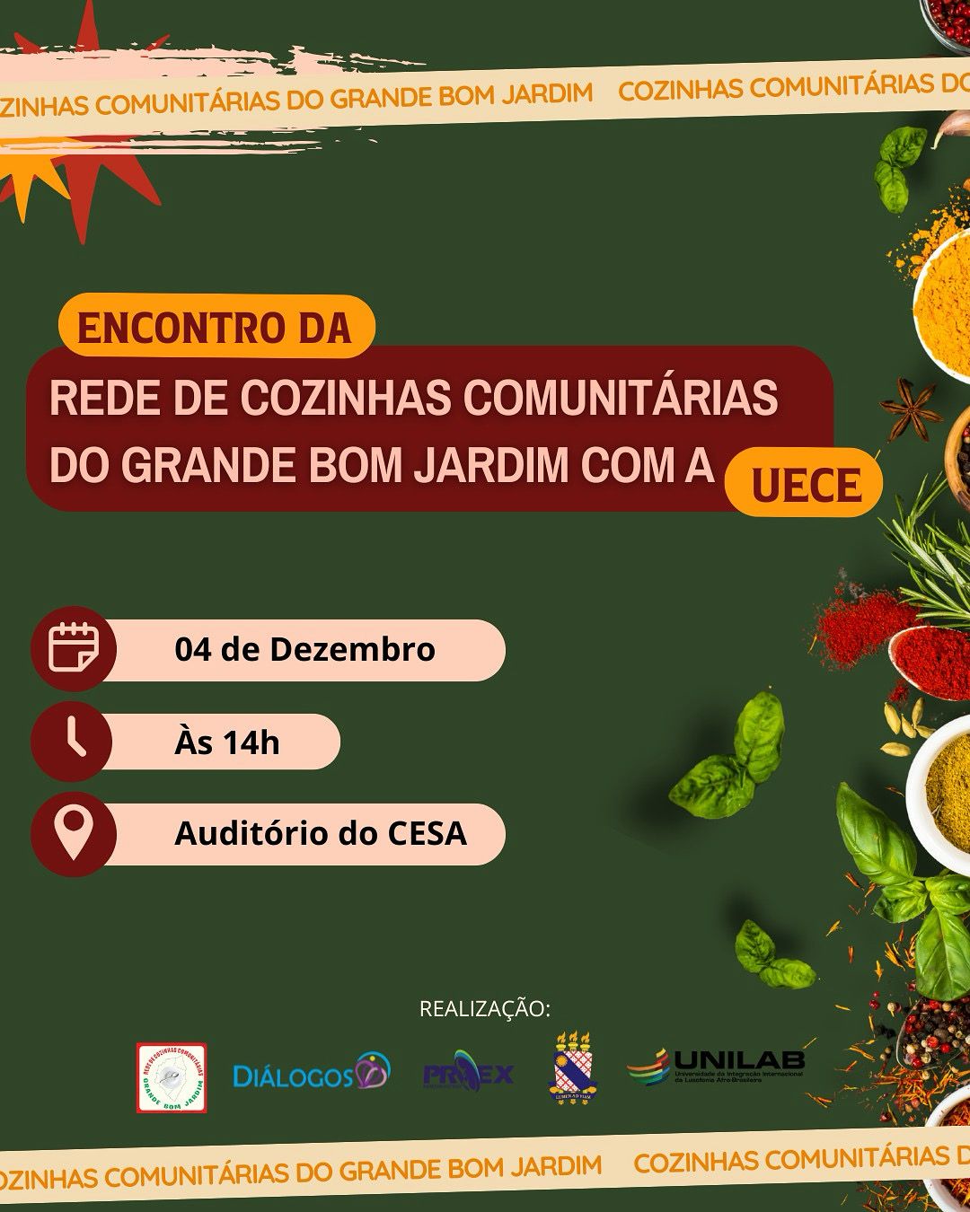 UECE realiza encontro com a Rede de Cozinhas Comunitárias do Grande Bom Jardim nesta quinta-feira (4/12)