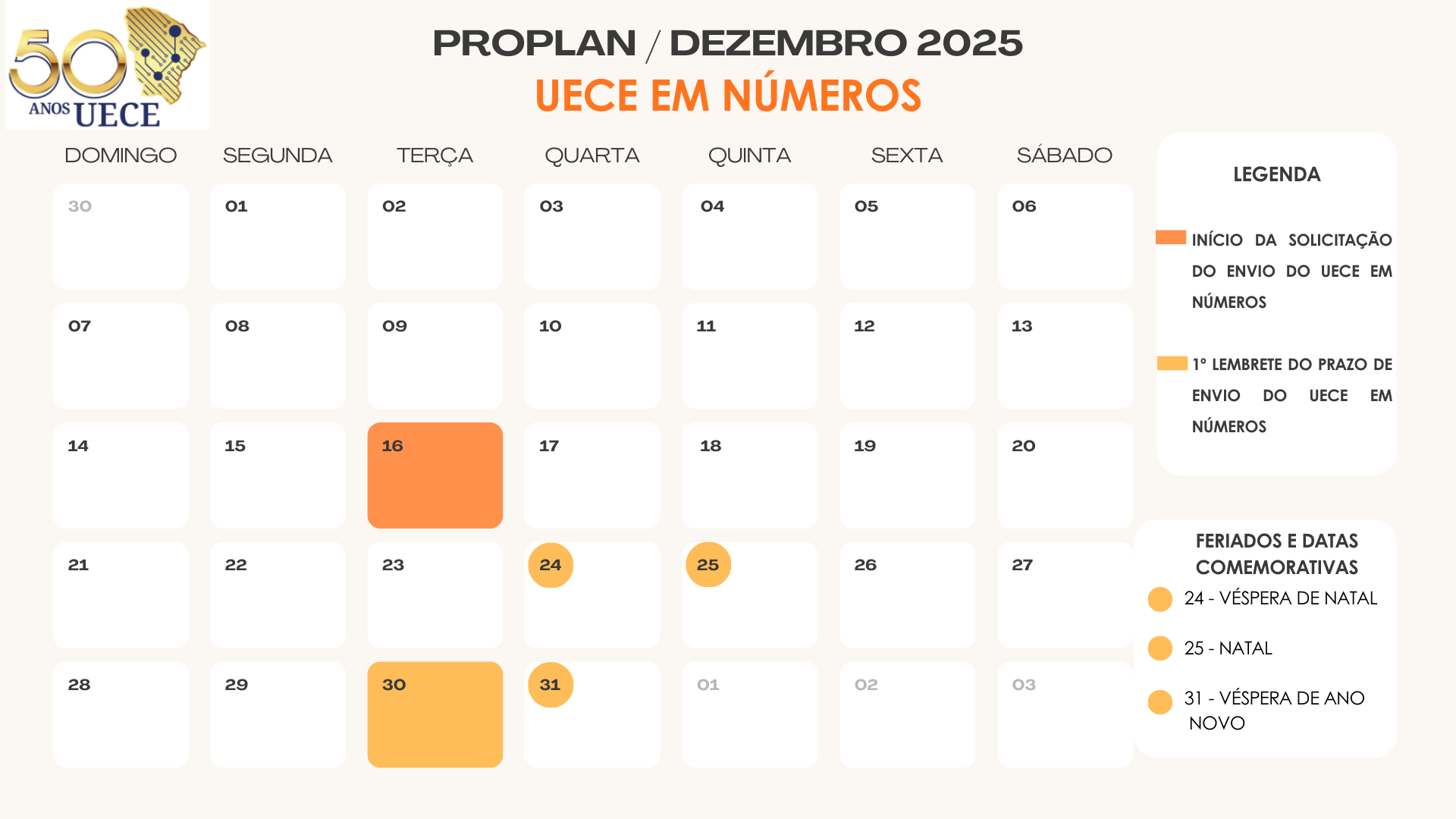Calendário Dezembro 2025