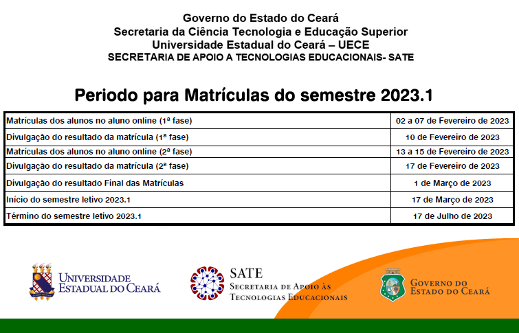 MATRÍCULA 2023.1 – ALUNOS DOS CURSOS DE GRADUAÇÃO UAB/UECE