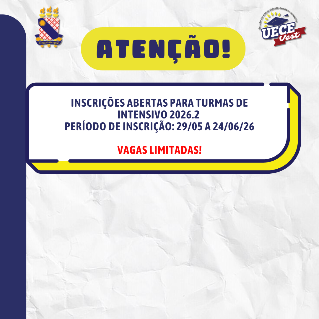 Inscrições abertas Intensivo 2026.2